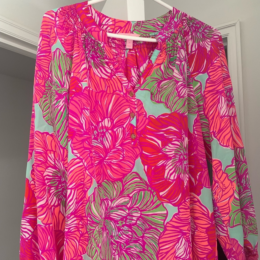 Lilly Pulitzer tip in pink flowers - medium